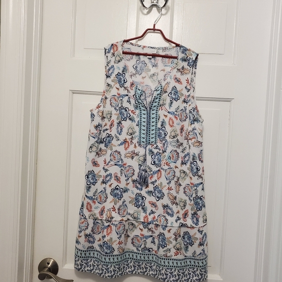 J. Jill Floral Print Sleeveless 100% Rayon Top Size XS, Colorful, Preppy - Picture 8 of 10